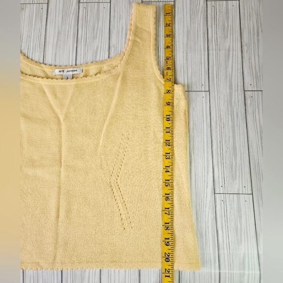St. John Knit Square Neck Sweater Cami with Scalloped Hem in Yellow Size Large - Picture 10 of 10